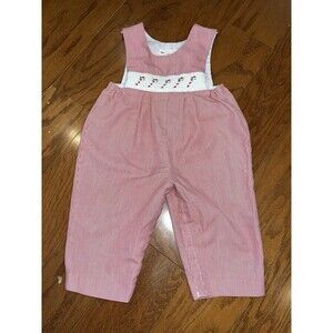 House of Hatten Smocked Candy Canes Jon Jon Longall/Romper 18 Months Up To 26 Lb